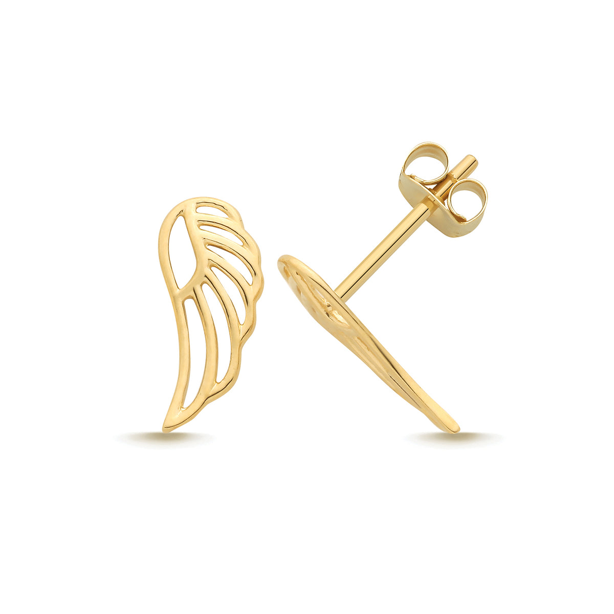 9ct Yellow Gold Angel Wings Stud Earrings - ES2202