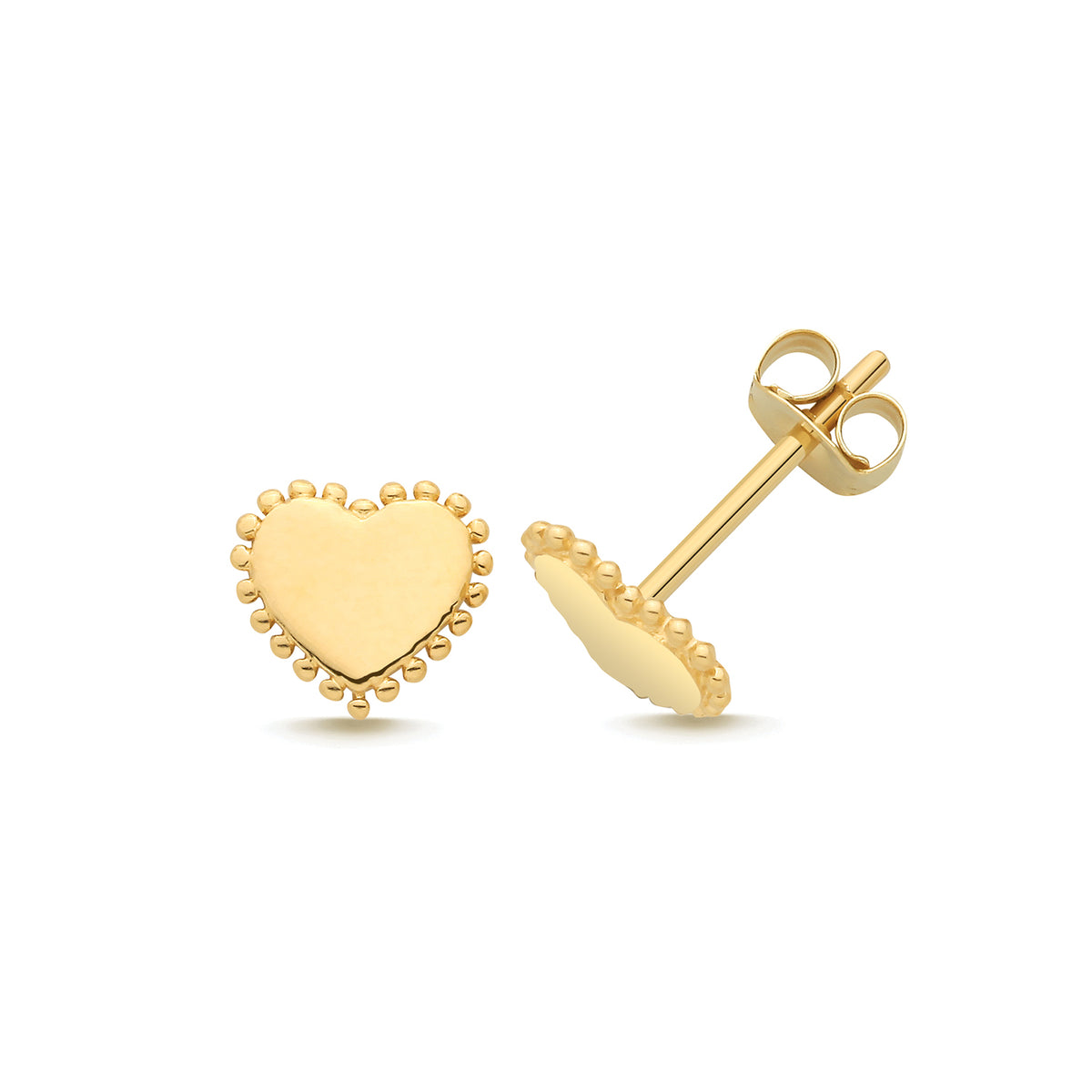 9ct Yellow Gold Heart Stud Earrings - ES2220