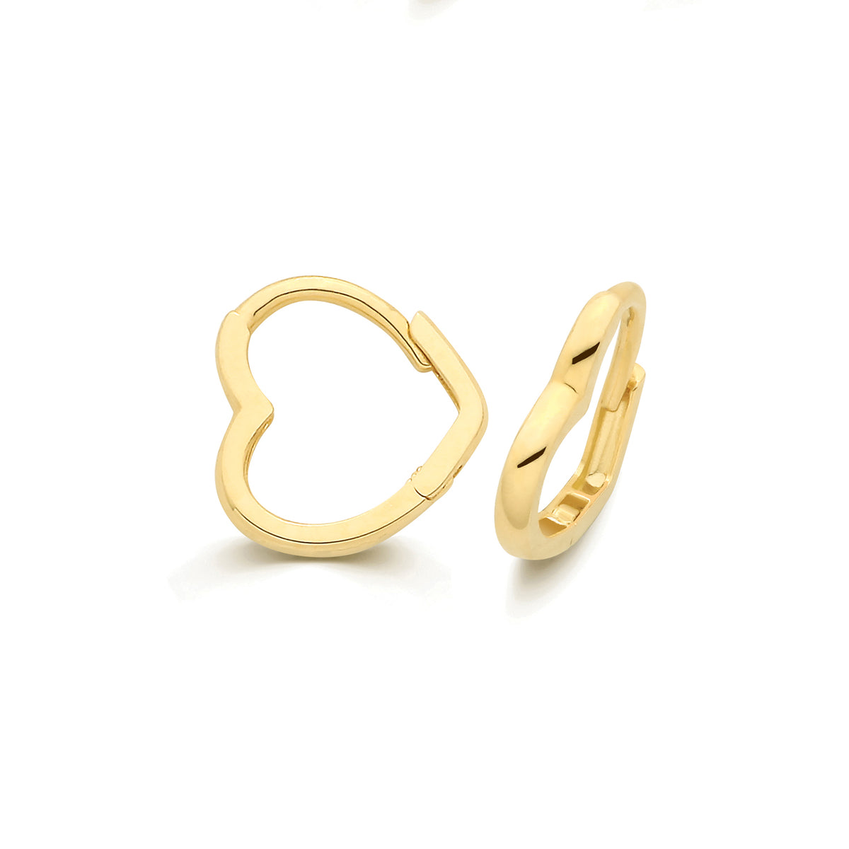 9ct Yellow Gold Heart Hinged Earrings - ES2239