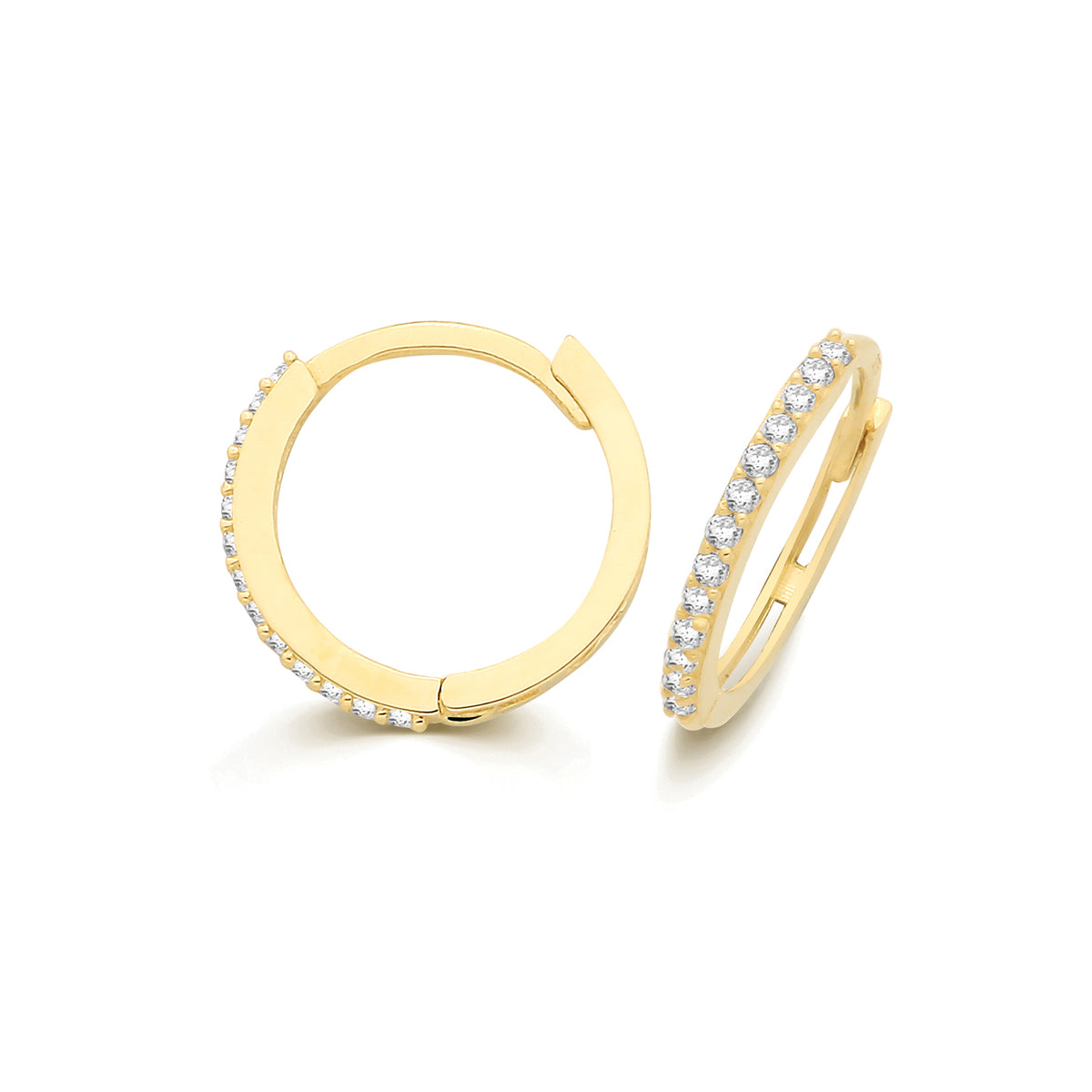 9ct Yellow Gold CZ Hinged Huggies Earrings - ES2240