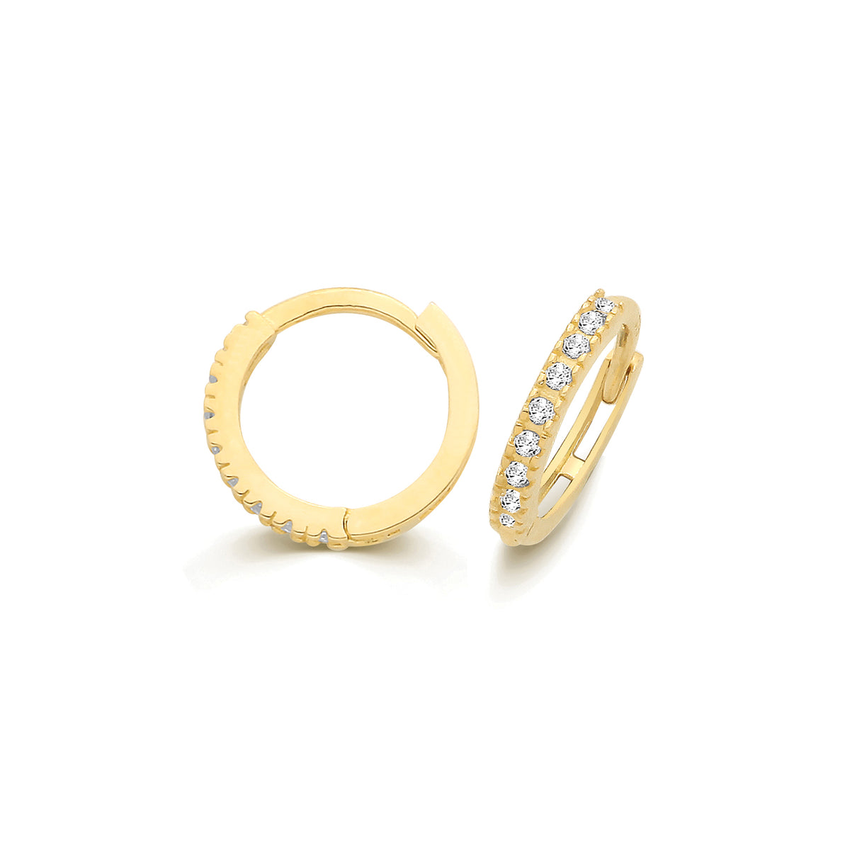 9ct Yellow Gold CZ Hinged Huggies Earrings - ES2243