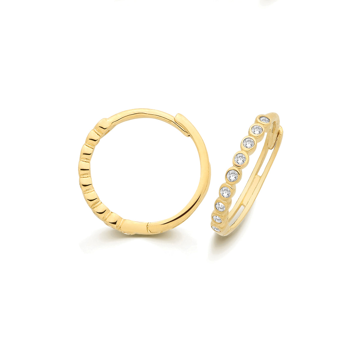 9ct Yellow Gold CZ Hinged Huggies Earrings - ES2245