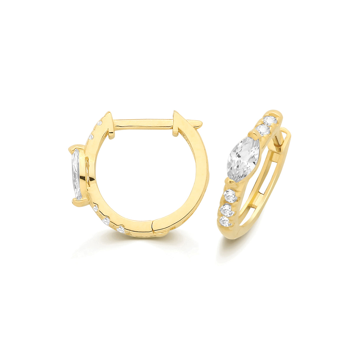 9ct Yellow Gold CZ Hinged Huggies Earrings - ES2246