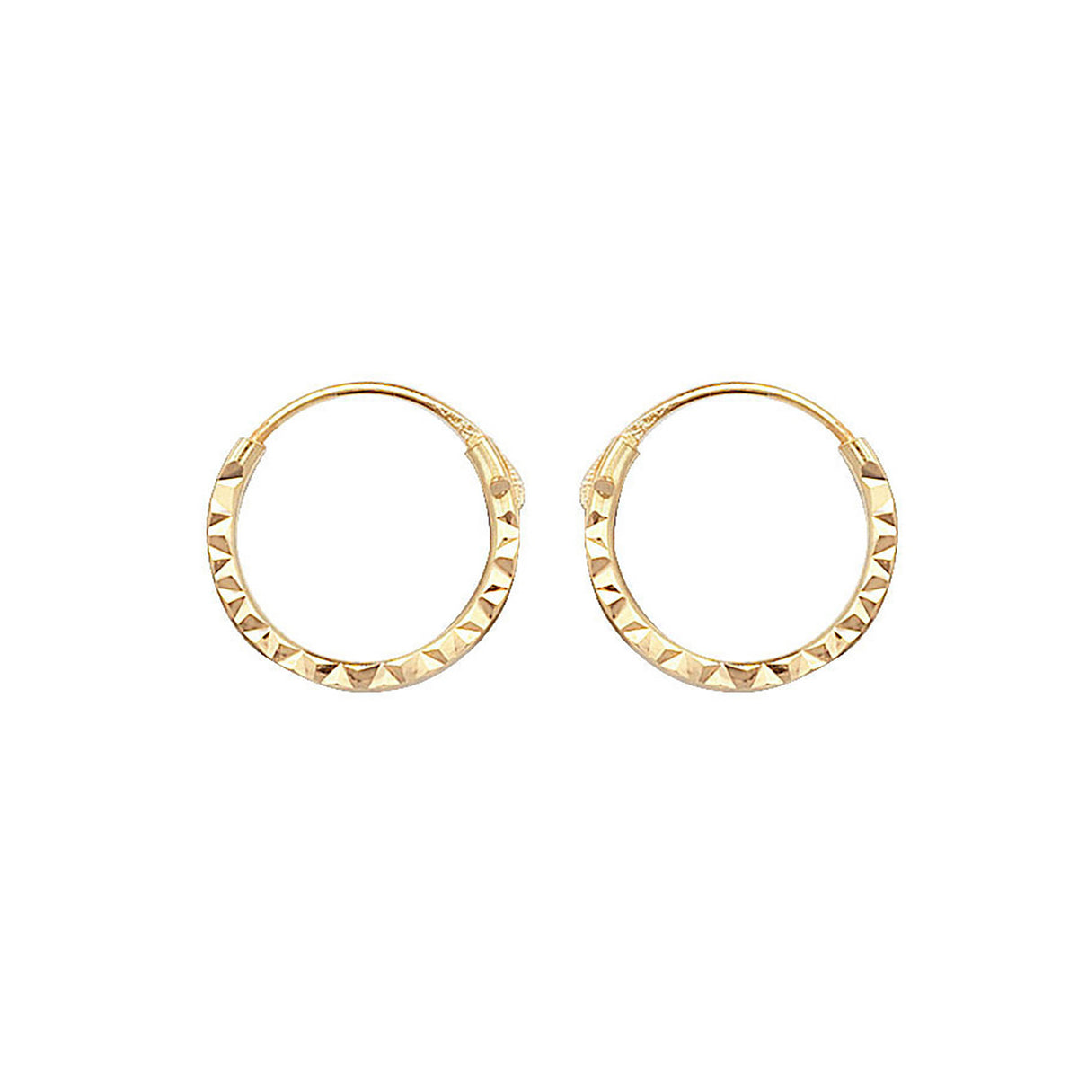 9ct Gold Diamond Cut Hinged Sleepers - ES316