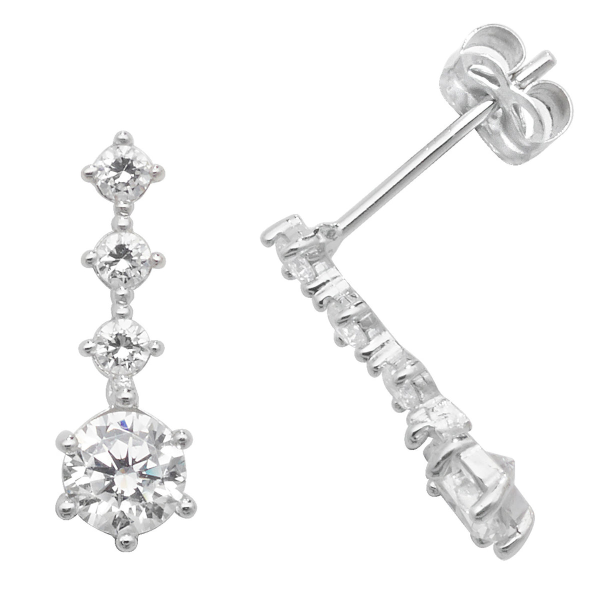 9ct White Gold Triple CZ Drops - ES457W