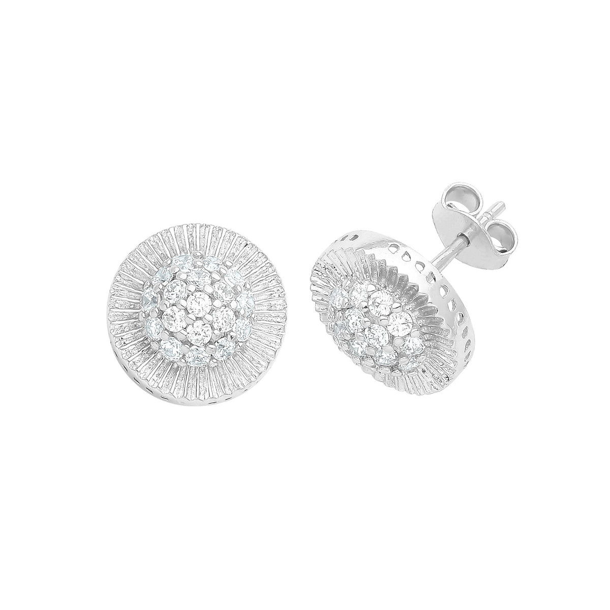 9ct White Gold Round CZ Studs - ES628W