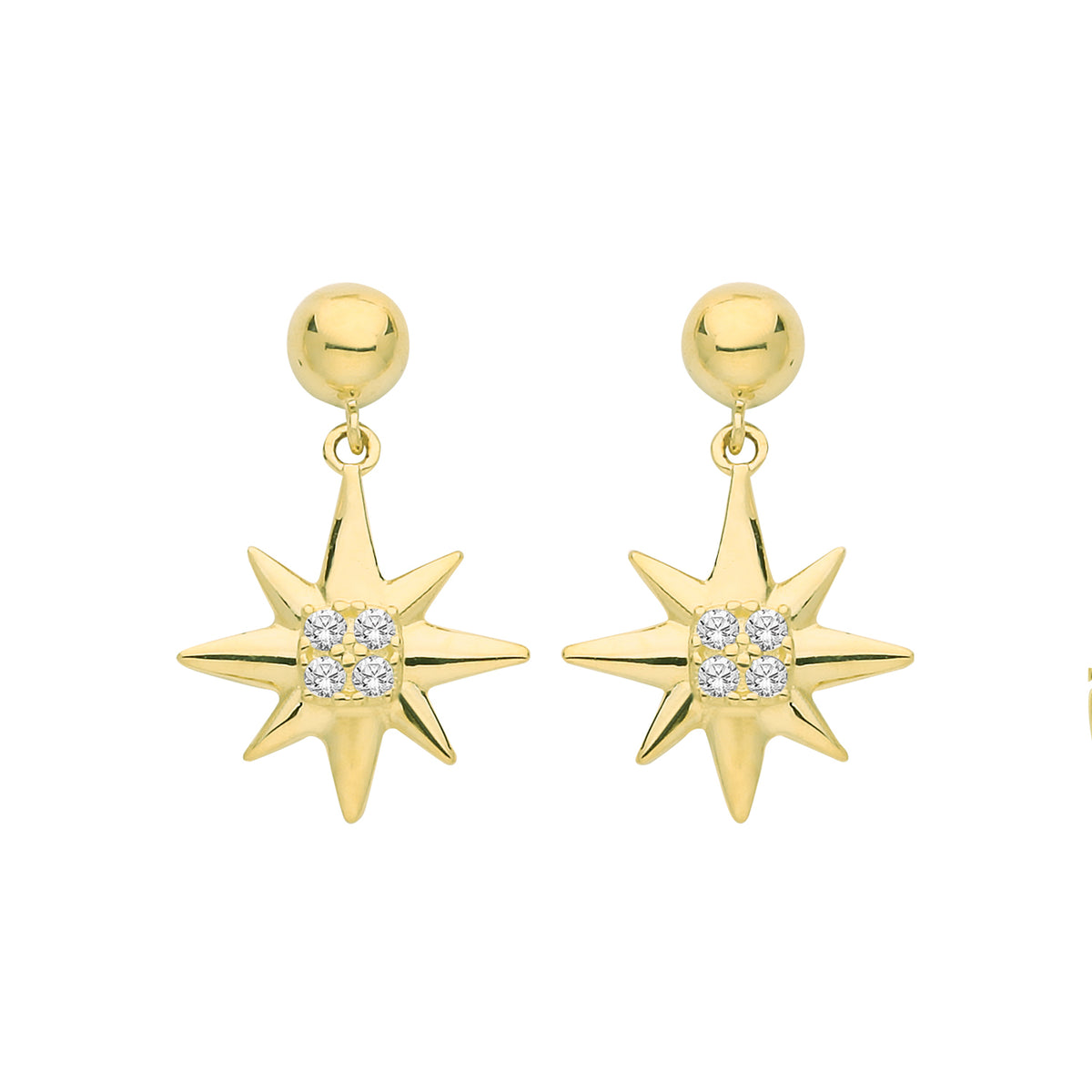 9ct Gold CZ Star Drops - ES696