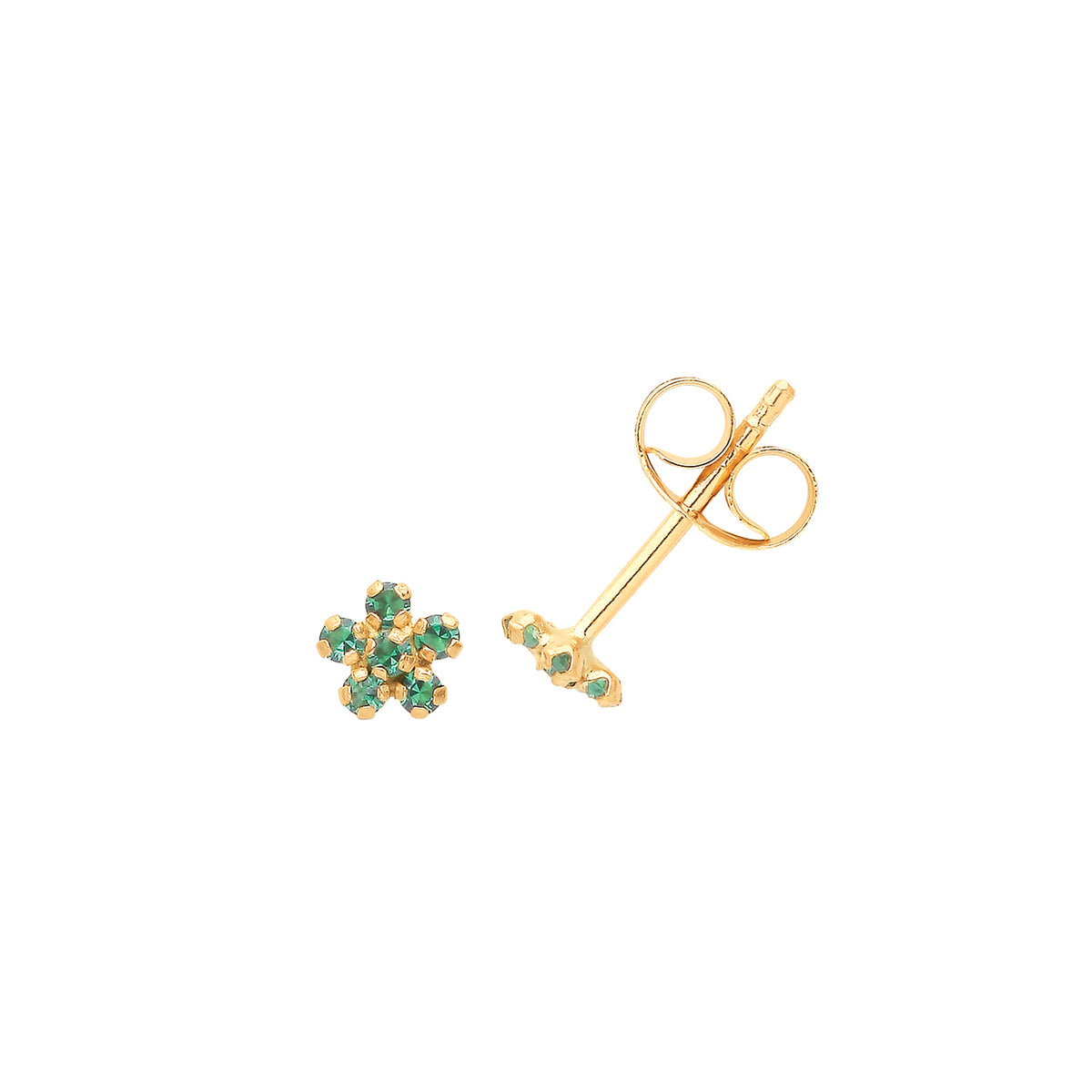 9ct Gold CZ Flower Studs - ES718E