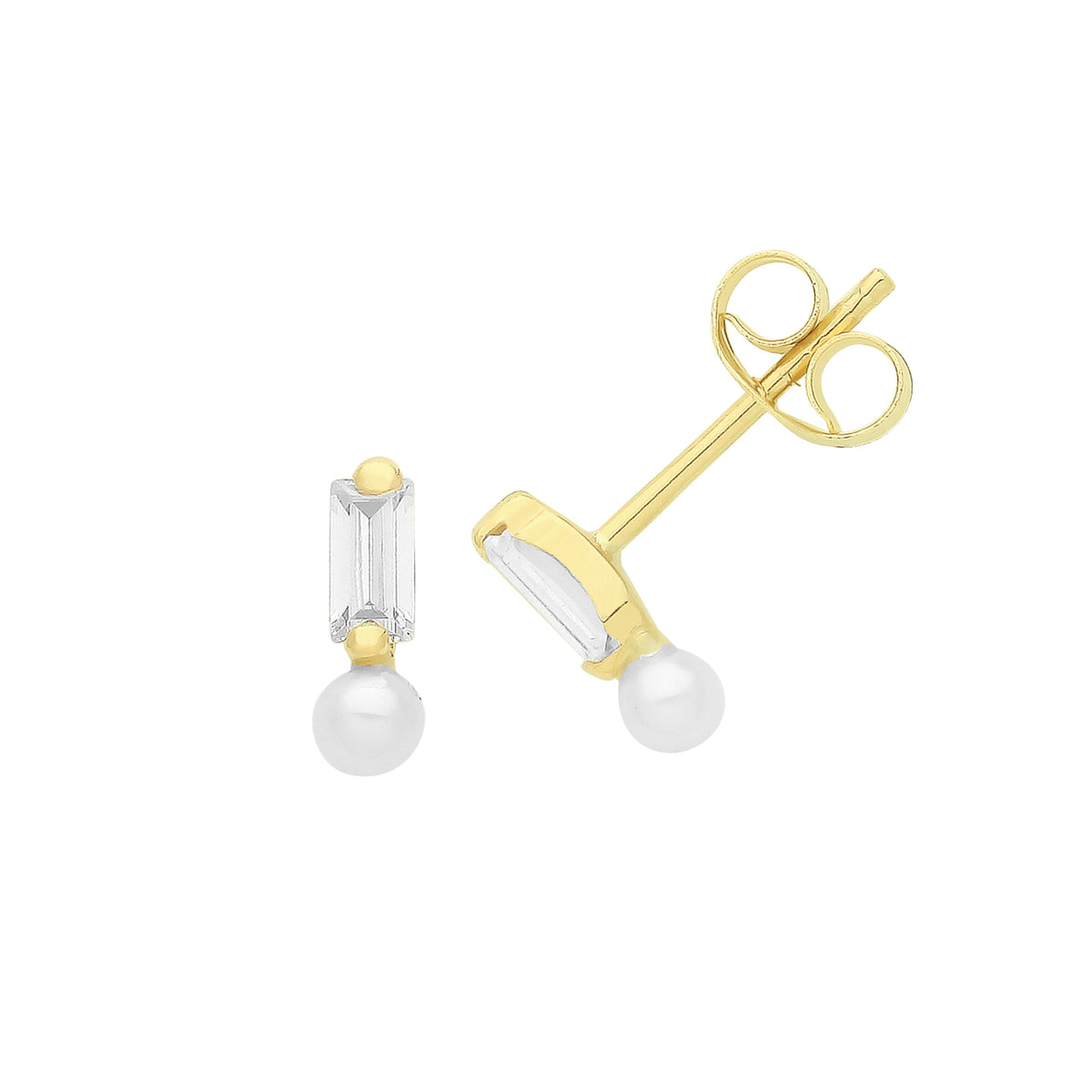 9ct Gold CZ And Pearl Studs - ES725