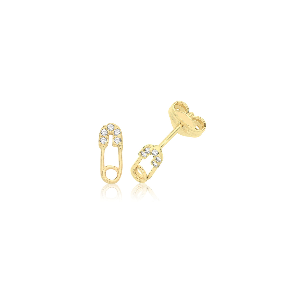 9ct Gold Safety Pin Studs - ES738