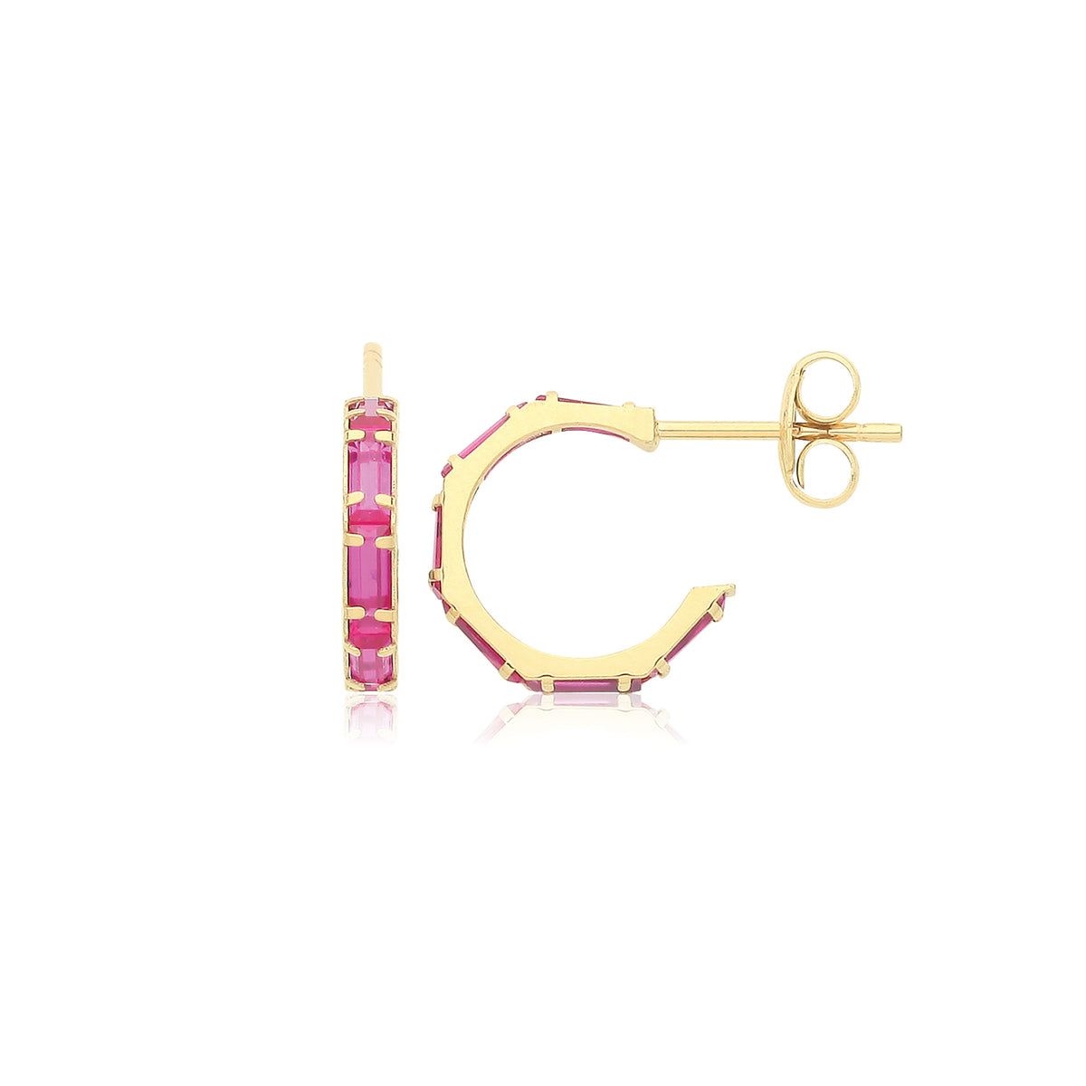 9ct Gold Coloured CZ Half Hoop Studs - ES746R