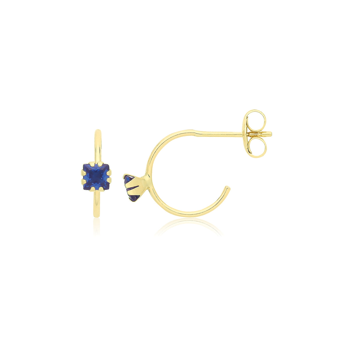 9ct Gold Coloured Single CZ Half Hoop Studs - ES748S