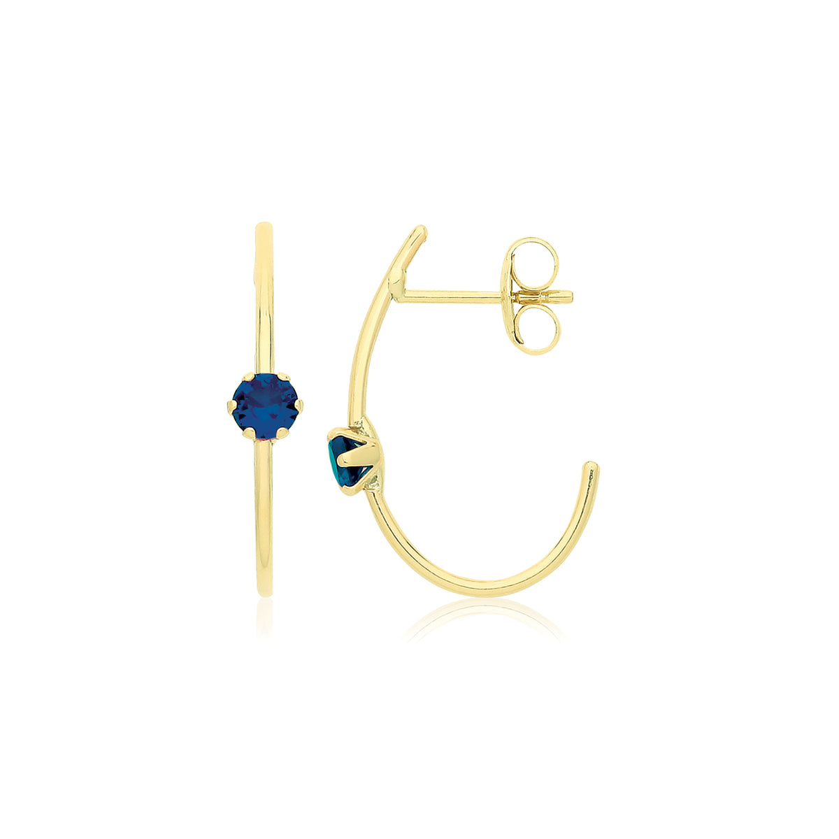 9ct Gold Coloured Single CZ Half Hoop Oval Studs - ES749S