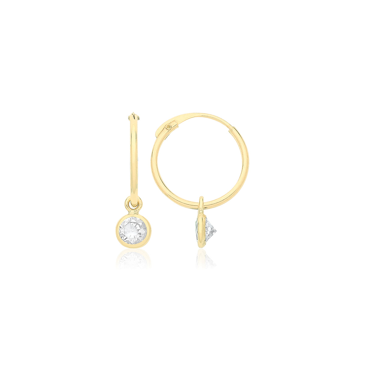 9ct Gold Sleepers With Hanging CZ - ES754