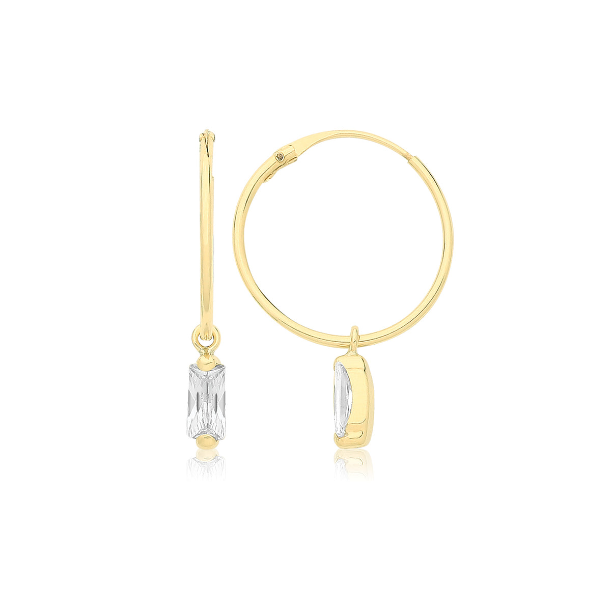 9ct Gold Sleepers With Hanging CZ - ES755