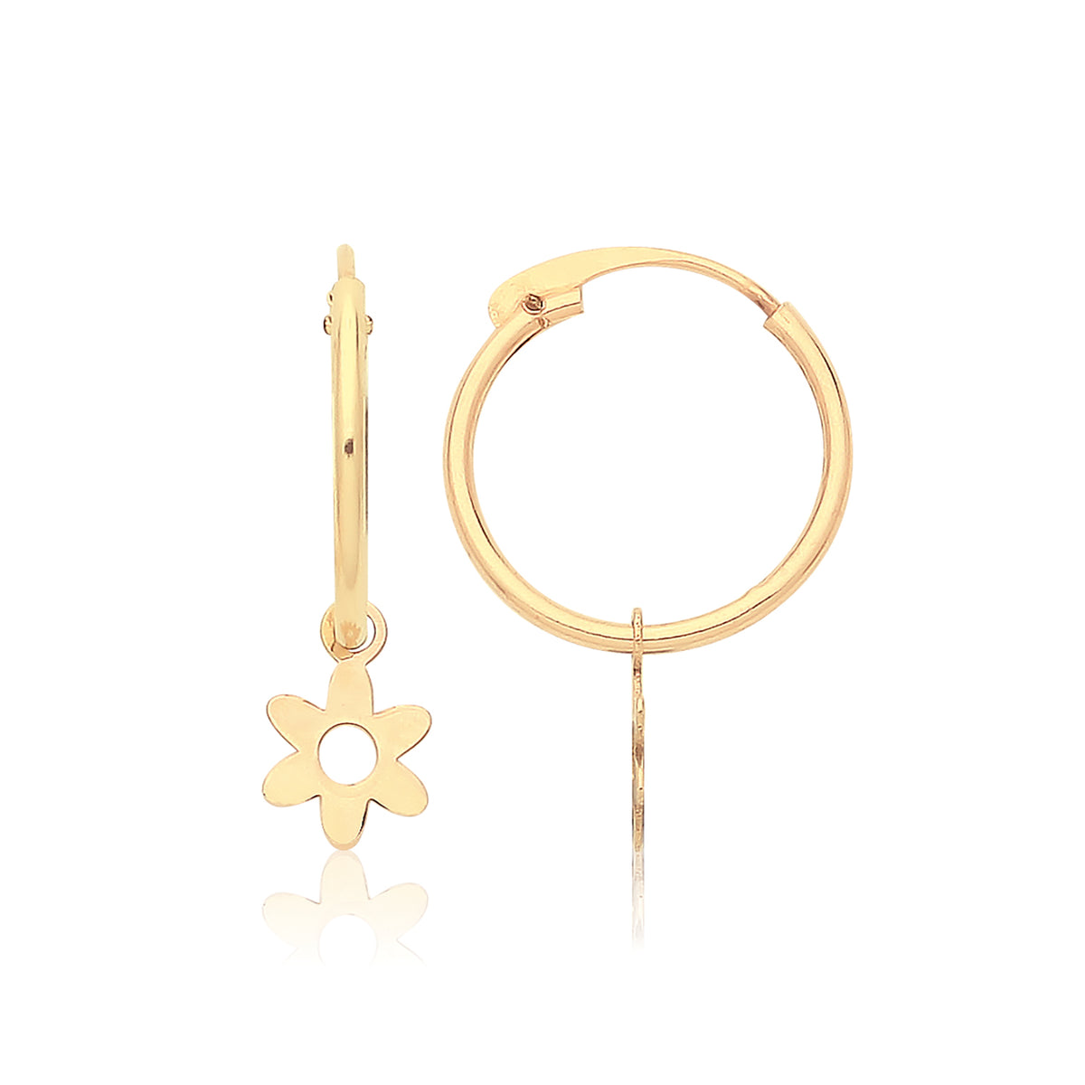 9ct Gold Sleepers With Hanging Flower Charm - ES758