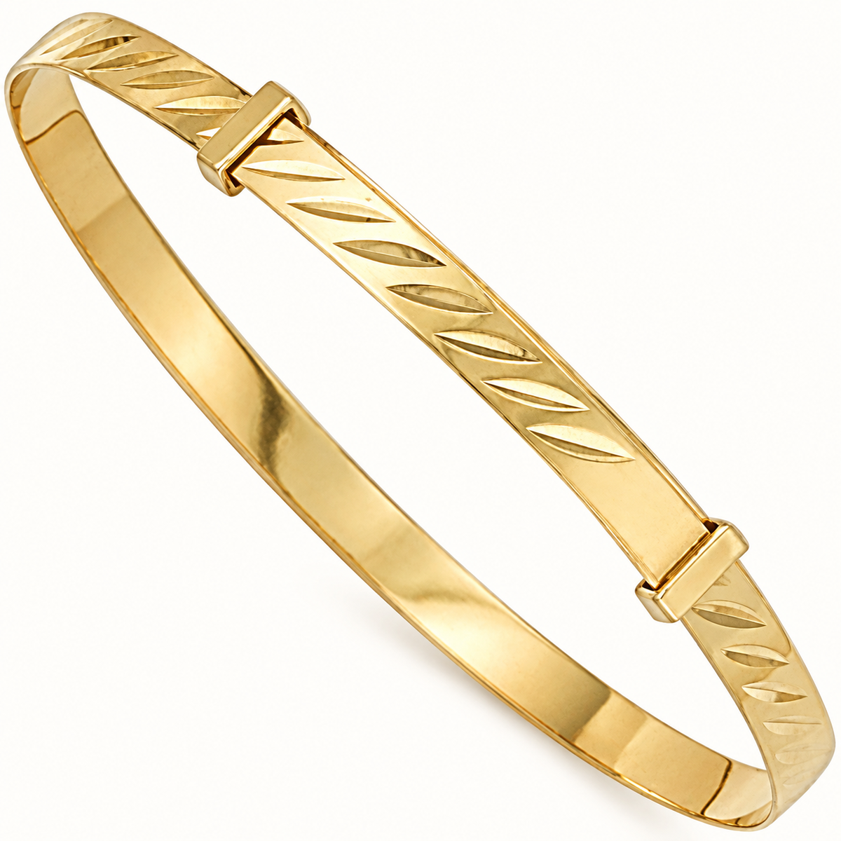 9ct Yellow Gold Diagonal Diamond-Cut Expandable Baby Bangle — 3.3mm