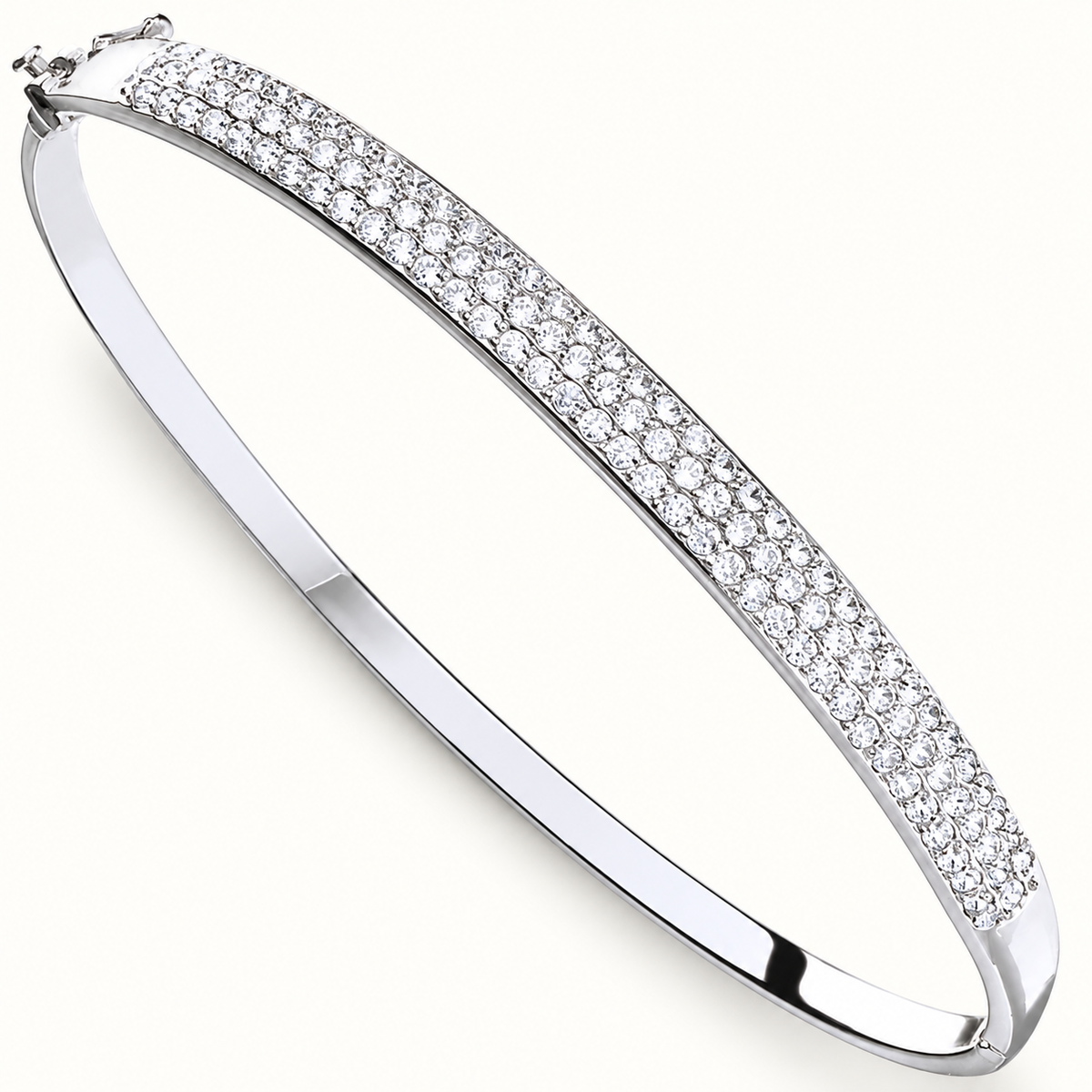 9ct White Gold Pavé CZ Bangle