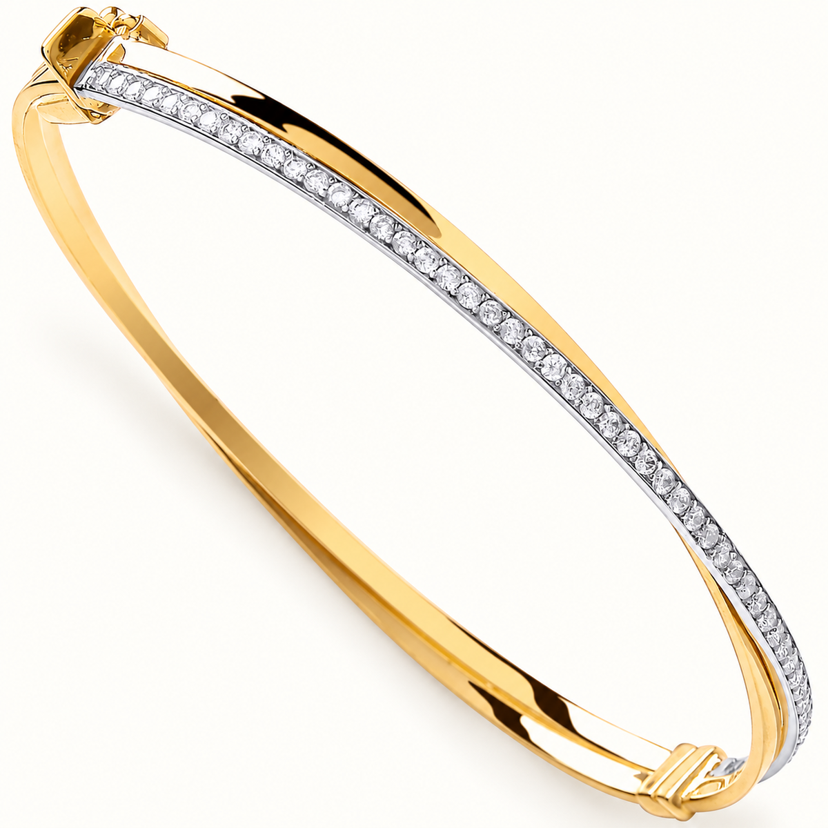9ct Yellow Gold Crossover CZ Bangle