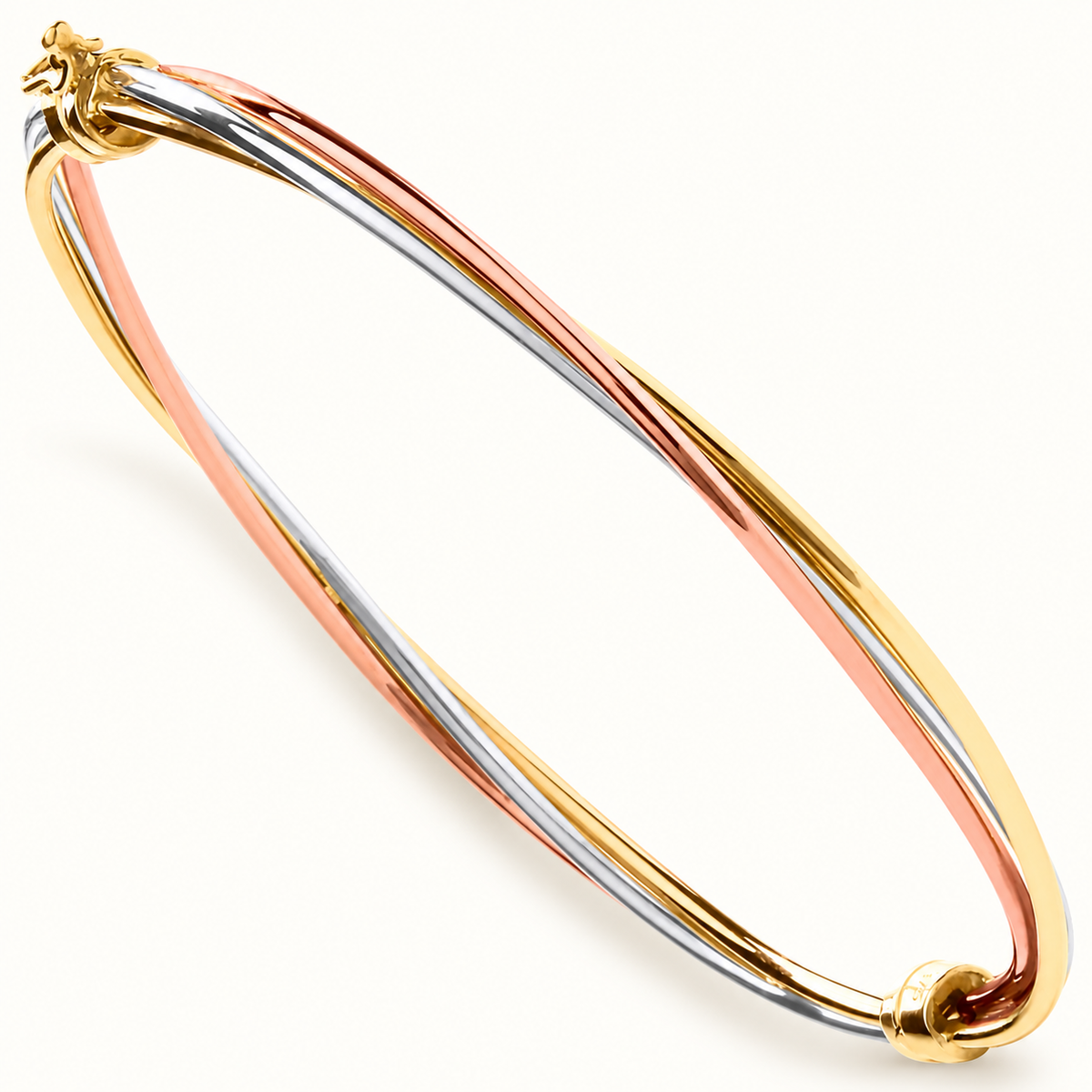 9ct Three-Colour Hollow Tube Bangle