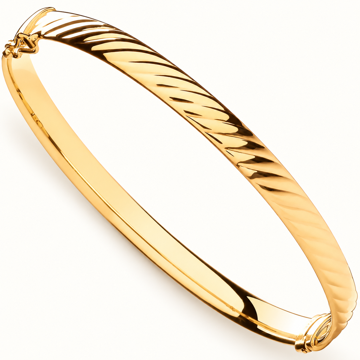 9ct Yellow Gold Hollow Ribbed Bangle