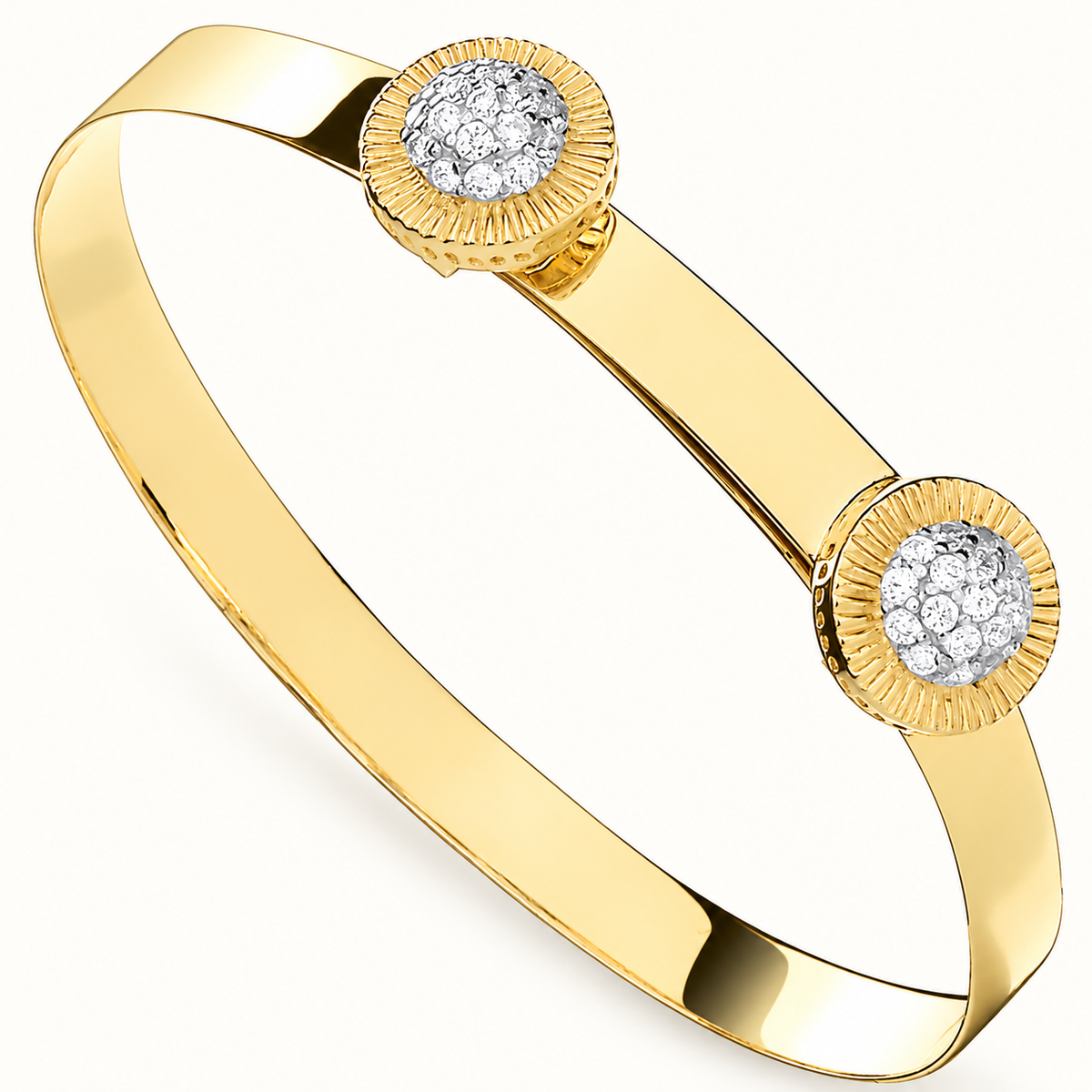 9ct Yellow Gold Round CZ Cluster Expandable Baby Bangle