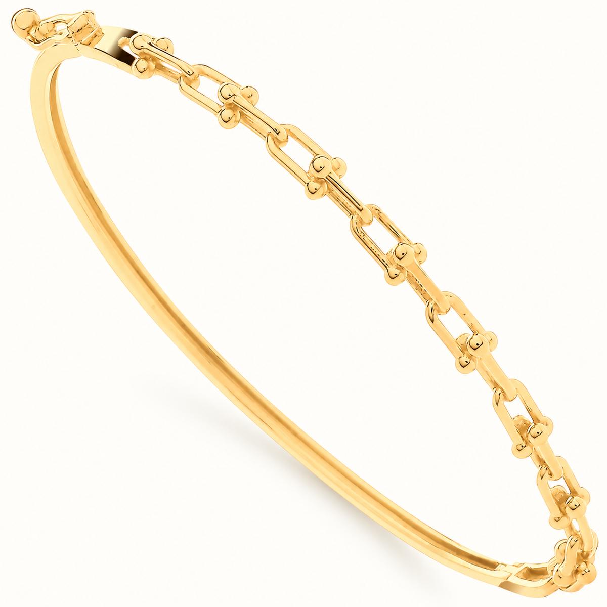 9ct yellow gold bike-lock link bangle