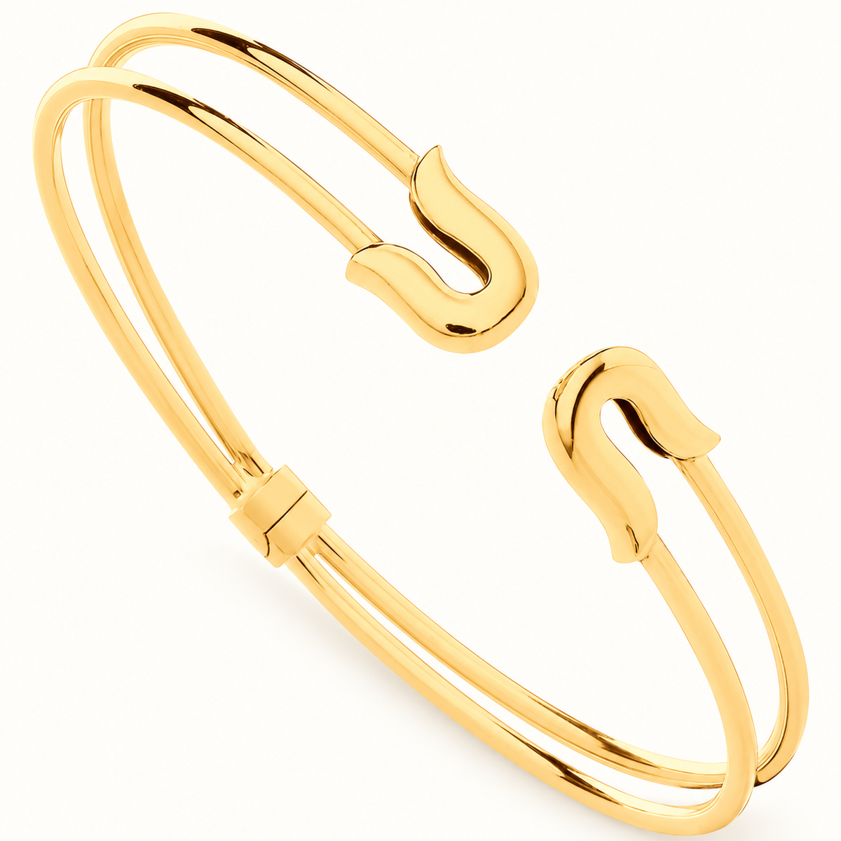 9ct yellow gold safety-pin style bangle