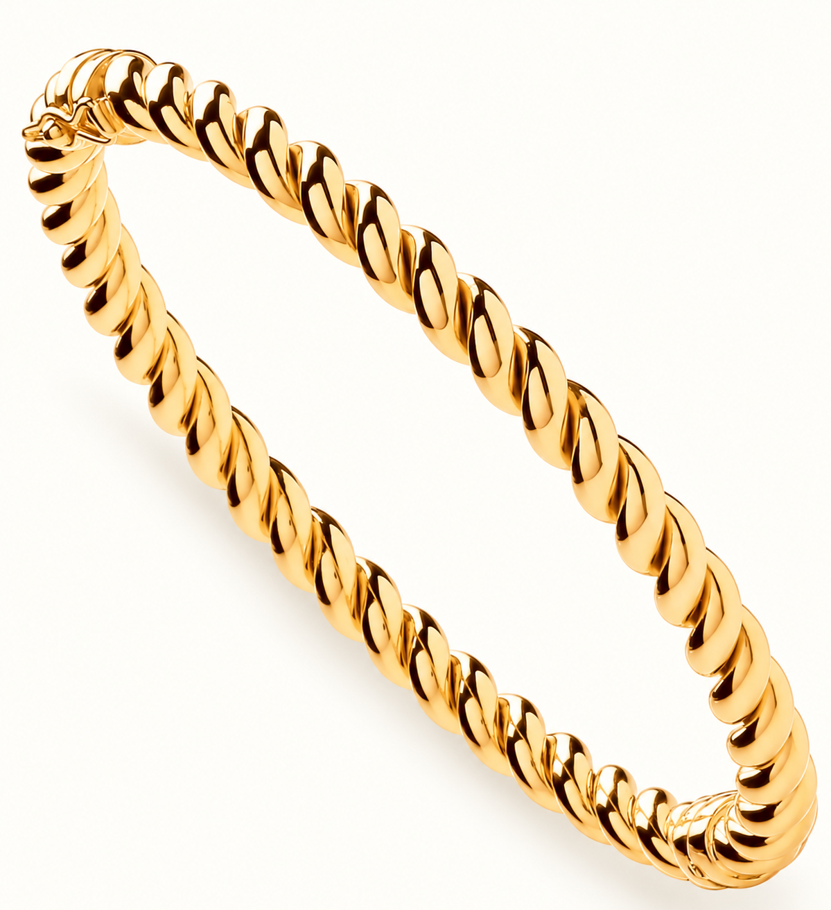 9ct Yellow Gold Large Hollow Twist Bangle — 5.5mm