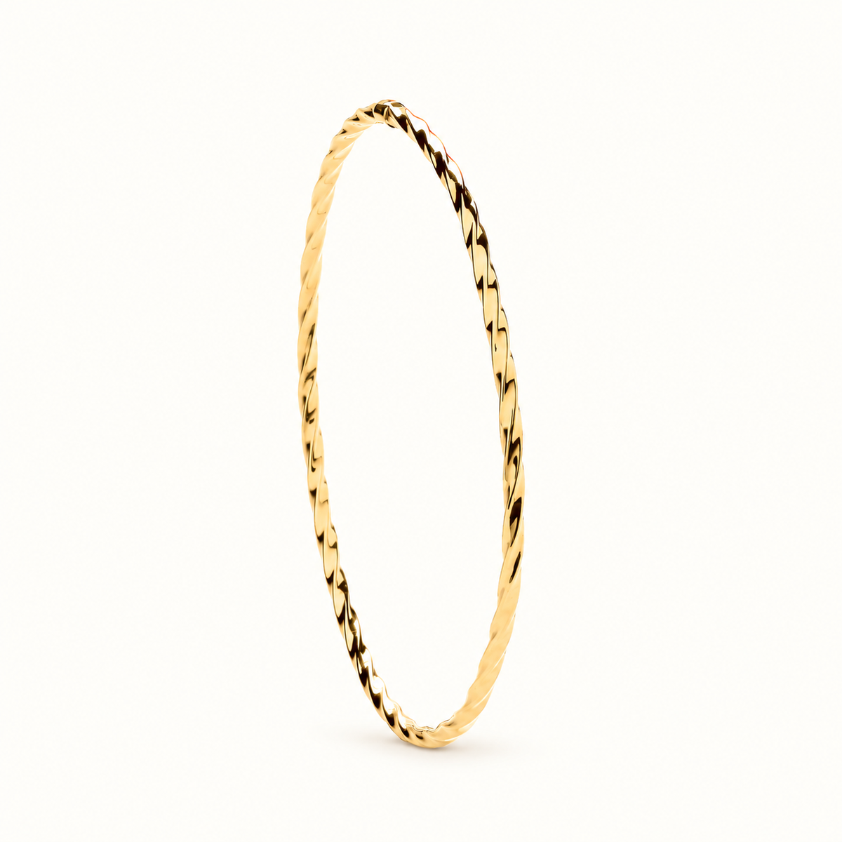 9ct yellow gold slim round twist bangle