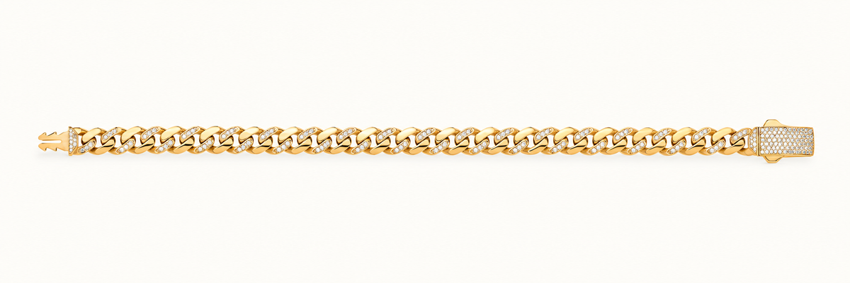 9ct Yellow Gold CZ Curb Bracelet – 8mm