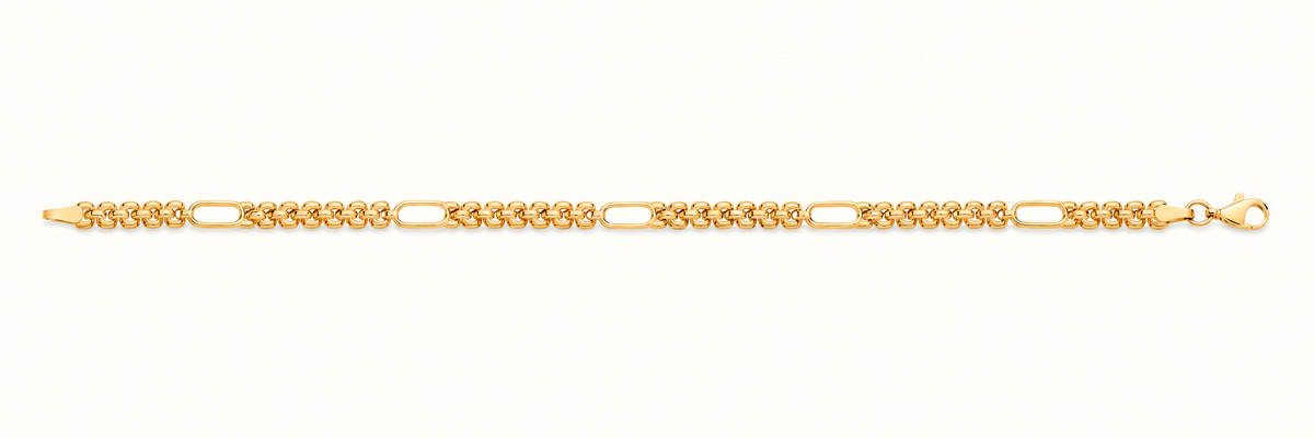 9ct Yellow Gold Panther and Oval Link Bracelet