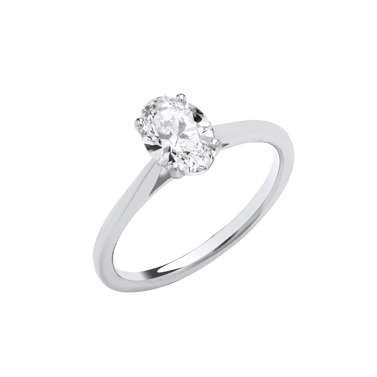18ct White Gold 1.00ctw Oval Cut Lab Grown Diamond Ring IGI Certified