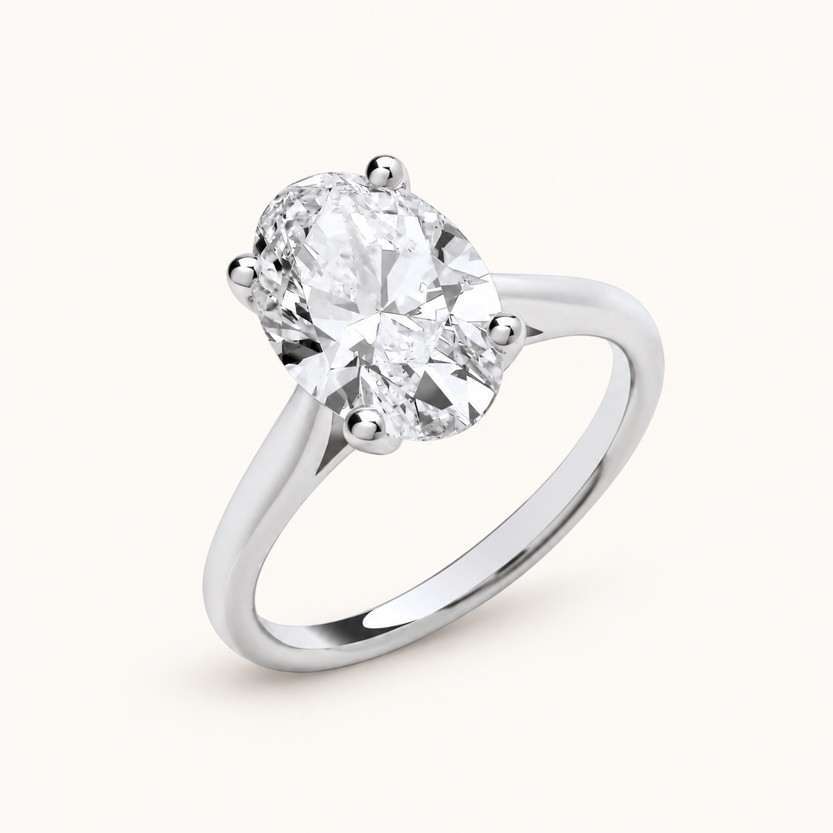 18ct White Gold 3.00ctw Oval Cut Lab Grown Diamond Ring IGI Certified — LGDR011