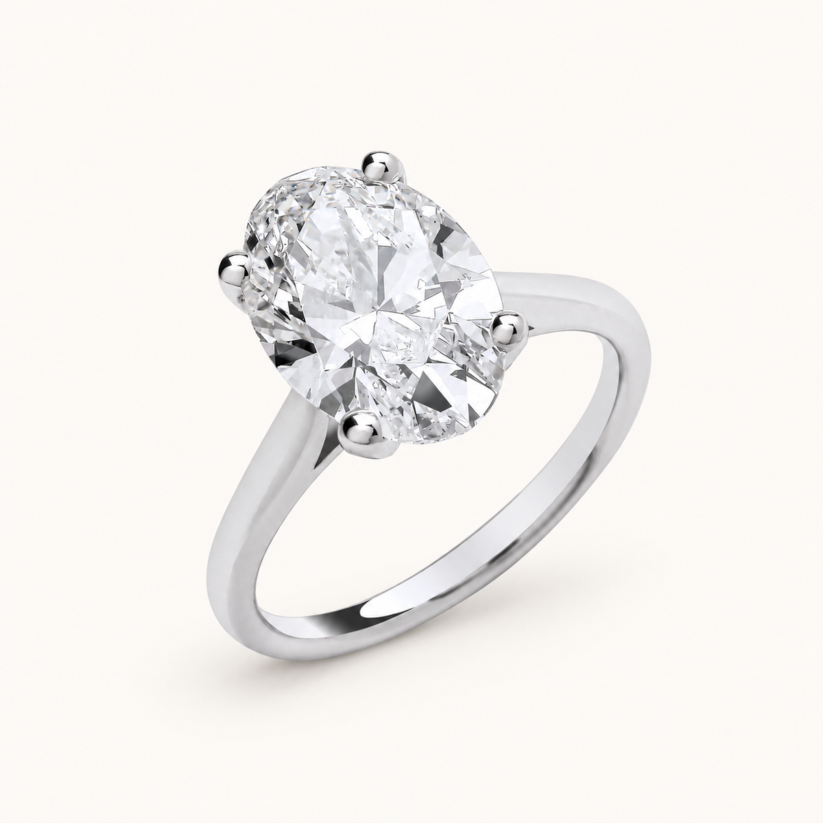18ct White Gold 4.00ctw Oval Cut Lab Grown Diamond Ring IGI Certified — LGDR012