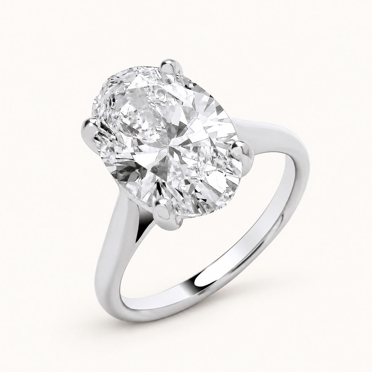 18ct White Gold 5.00ctw Oval Cut Lab Grown Diamond Ring IGI Certified — LGDR013