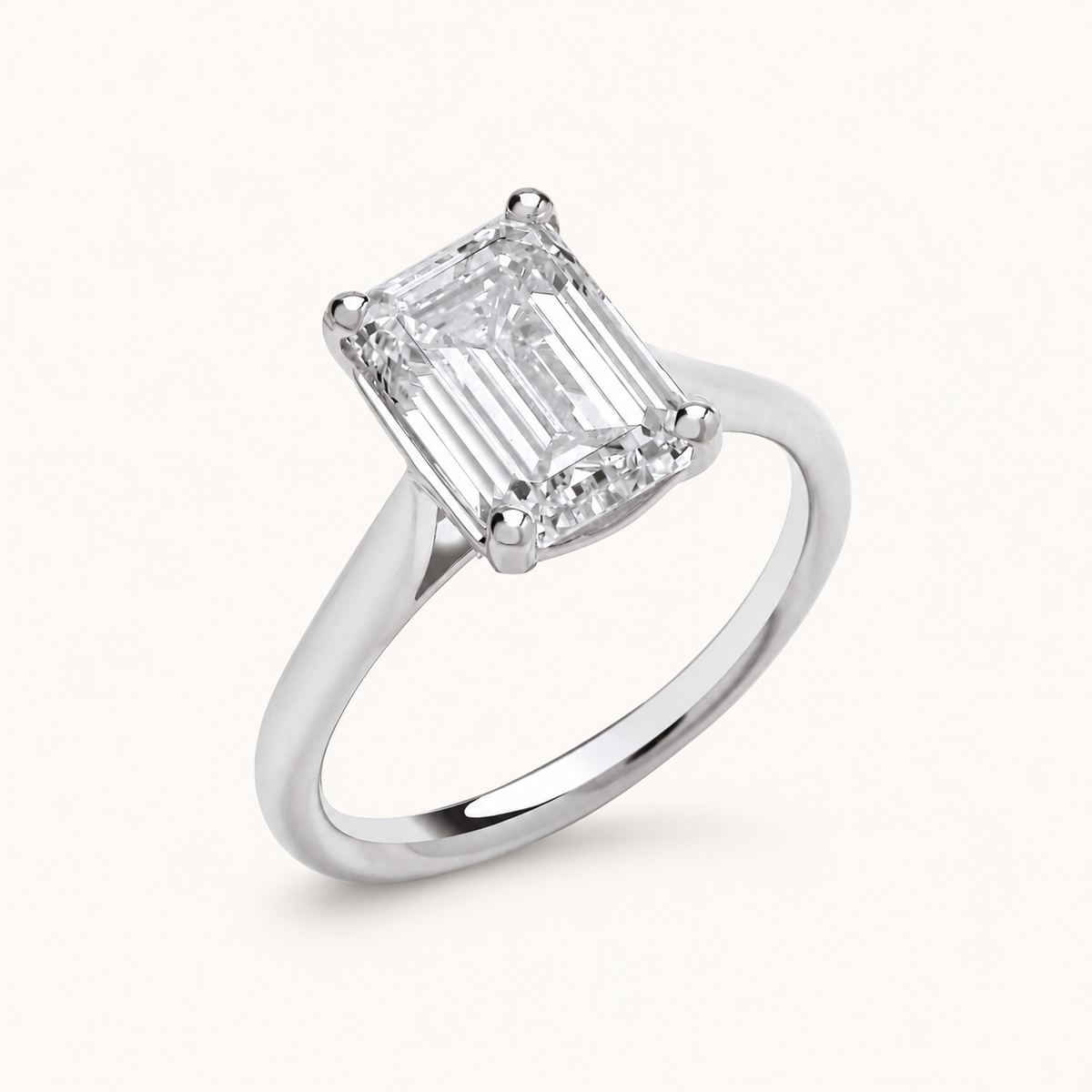 18ct White Gold 3.00ctw Emerald Cut Lab Grown Diamond Ring IGI Certified — LGDR015