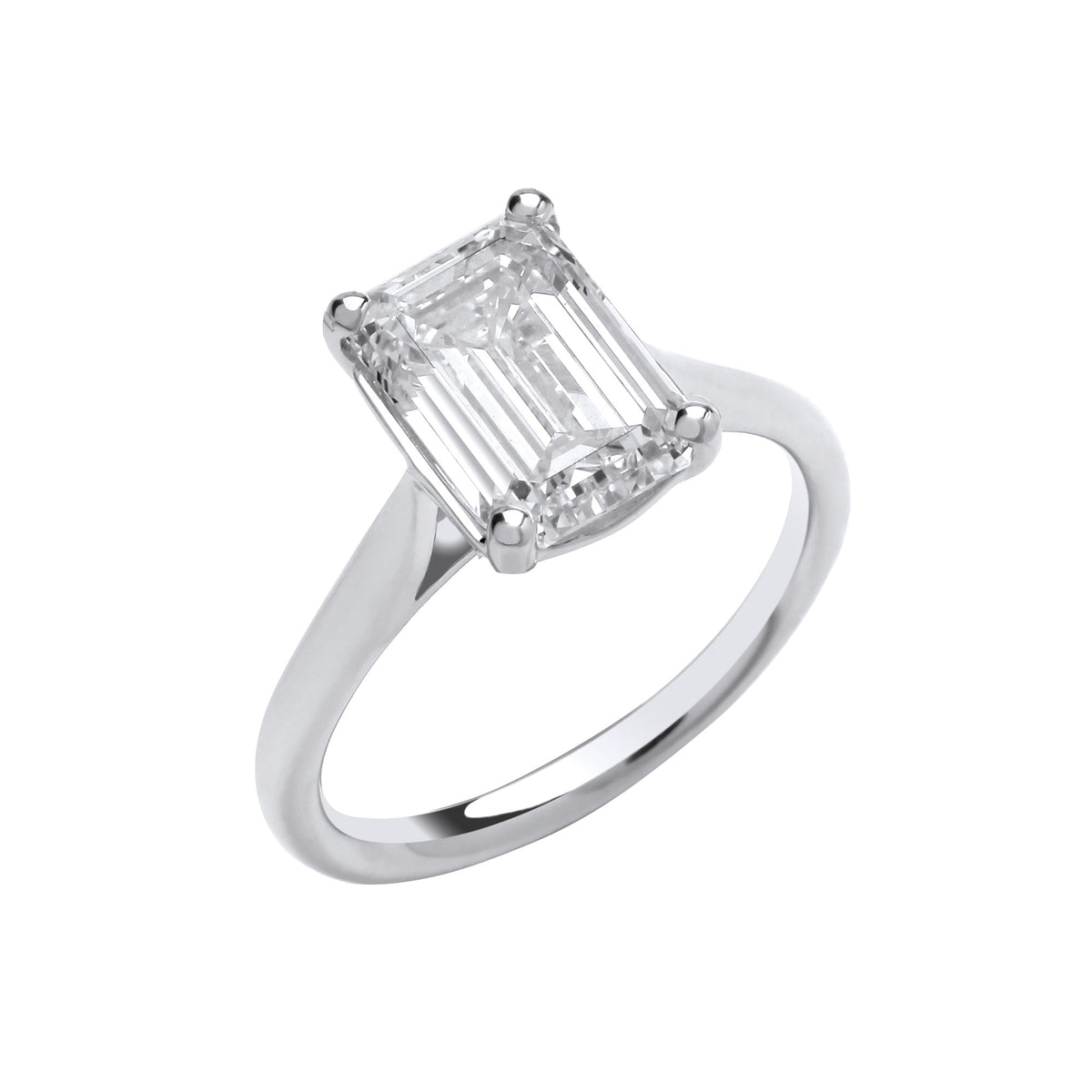 18ct White Gold 3.00ctw Emerald Cut Lab Grown Diamond Ring IGI Certified