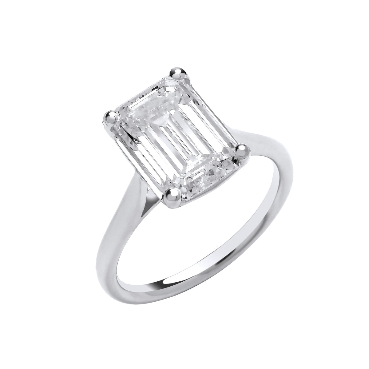 18ct White Gold 4.00ctw Emerald Cut Lab Grown Diamond Ring IGI Certified