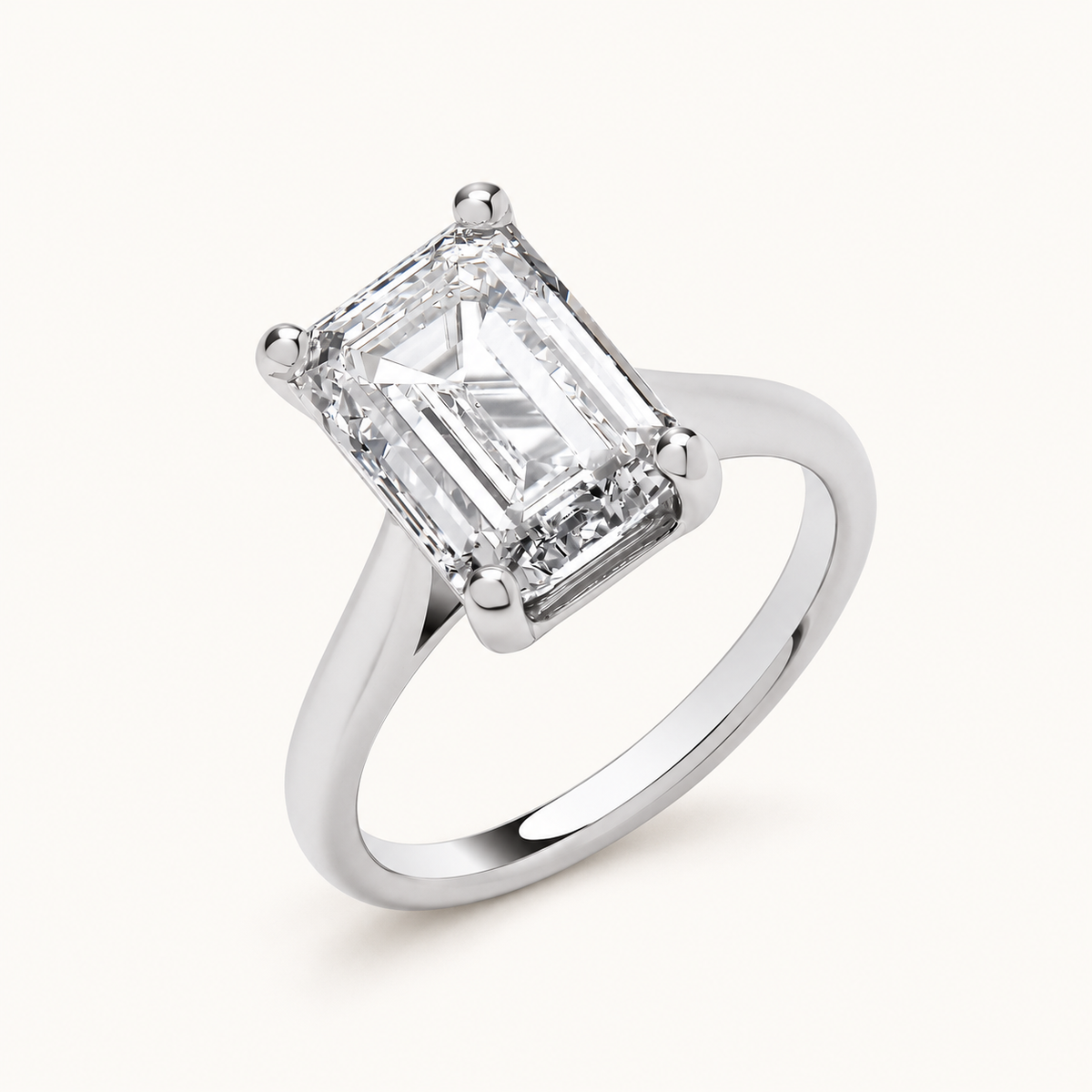 18ct White Gold 5.00ctw Emerald Cut Lab Grown Diamond Ring IGI Certified — LGDR017