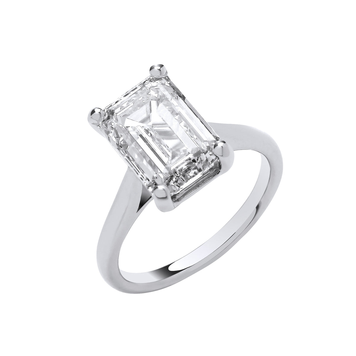 18ct White Gold 5.00ctw Emerald Cut Lab Grown Diamond Ring IGI Certified