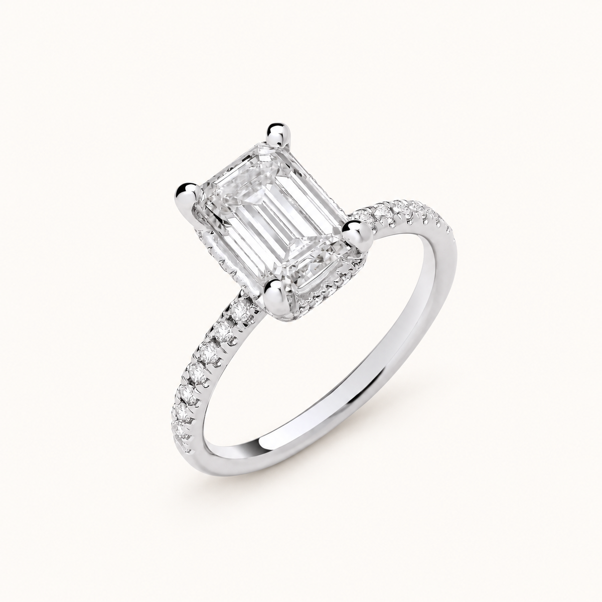 2.25ctw Emerald Cut Hidden Halo Diamond Ring (Lab Grown) — LGDR019