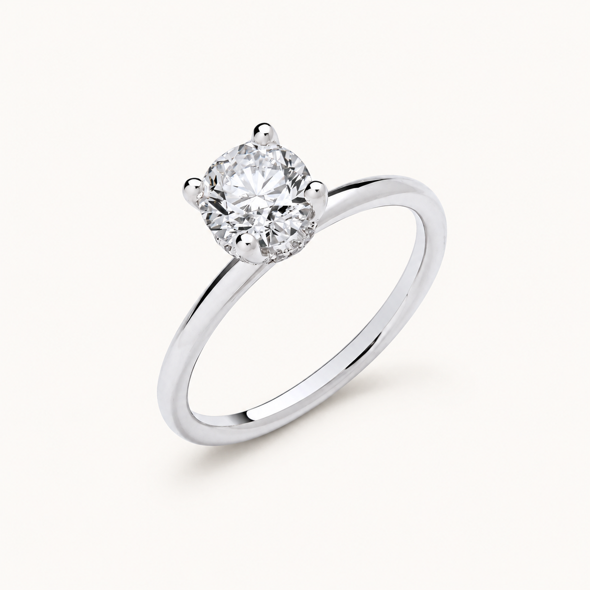 18ct White Gold 1.05ctw Solitaire Lab Grown Hidden Halo Diamond Ring IGI Certified — LGDR024