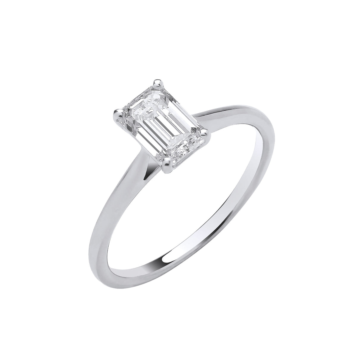 18ct White Gold 1.00ctw Emerald Cut Lab Grown Diamond Ring IGI Certified
