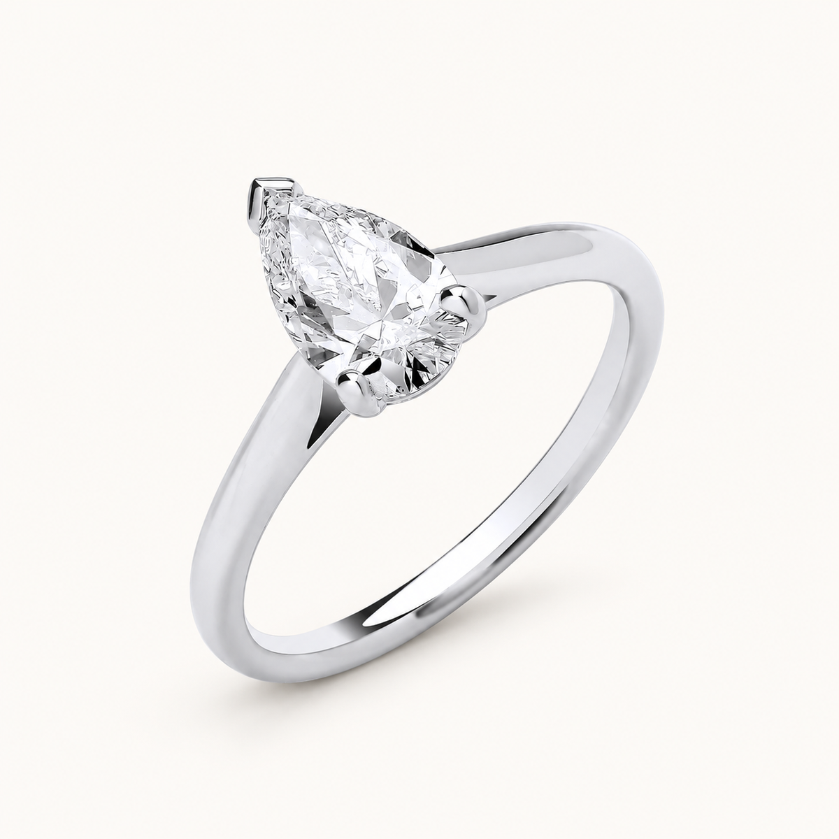 18ct White Gold 1.00ctw Pear Cut Lab Grown Diamond Ring IGI Certified — LGDR028
