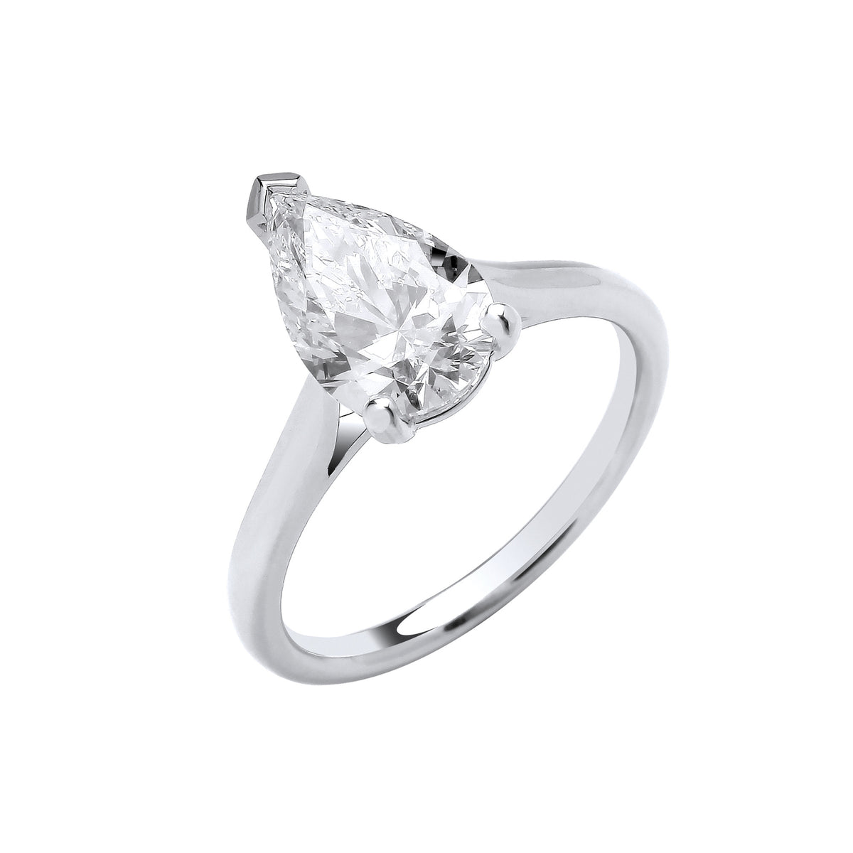 18ct White Gold 2.00ctw Pear Cut Lab Grown Diamond Ring IGI Certified