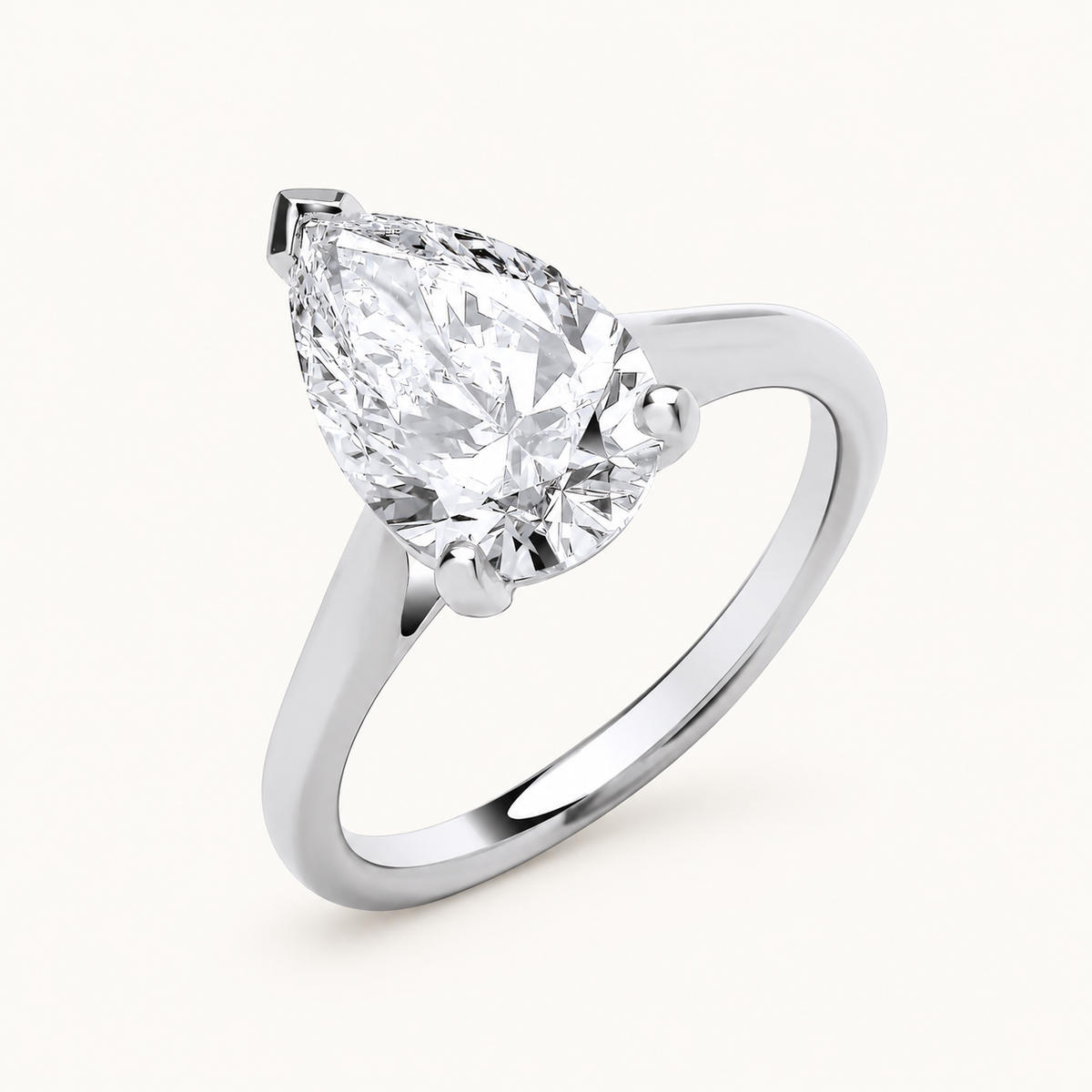 18ct White Gold 3.00ctw Pear Cut Lab Grown Diamond Ring IGI Certified — LGDR030