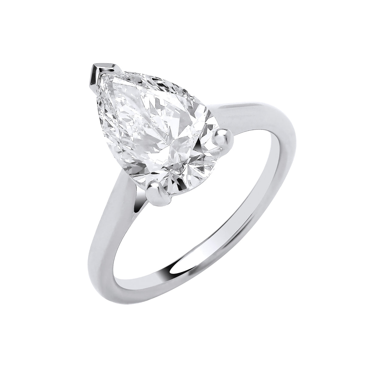 18ct White Gold 3.00ctw Pear Cut Lab Grown Diamond Ring IGI Certified