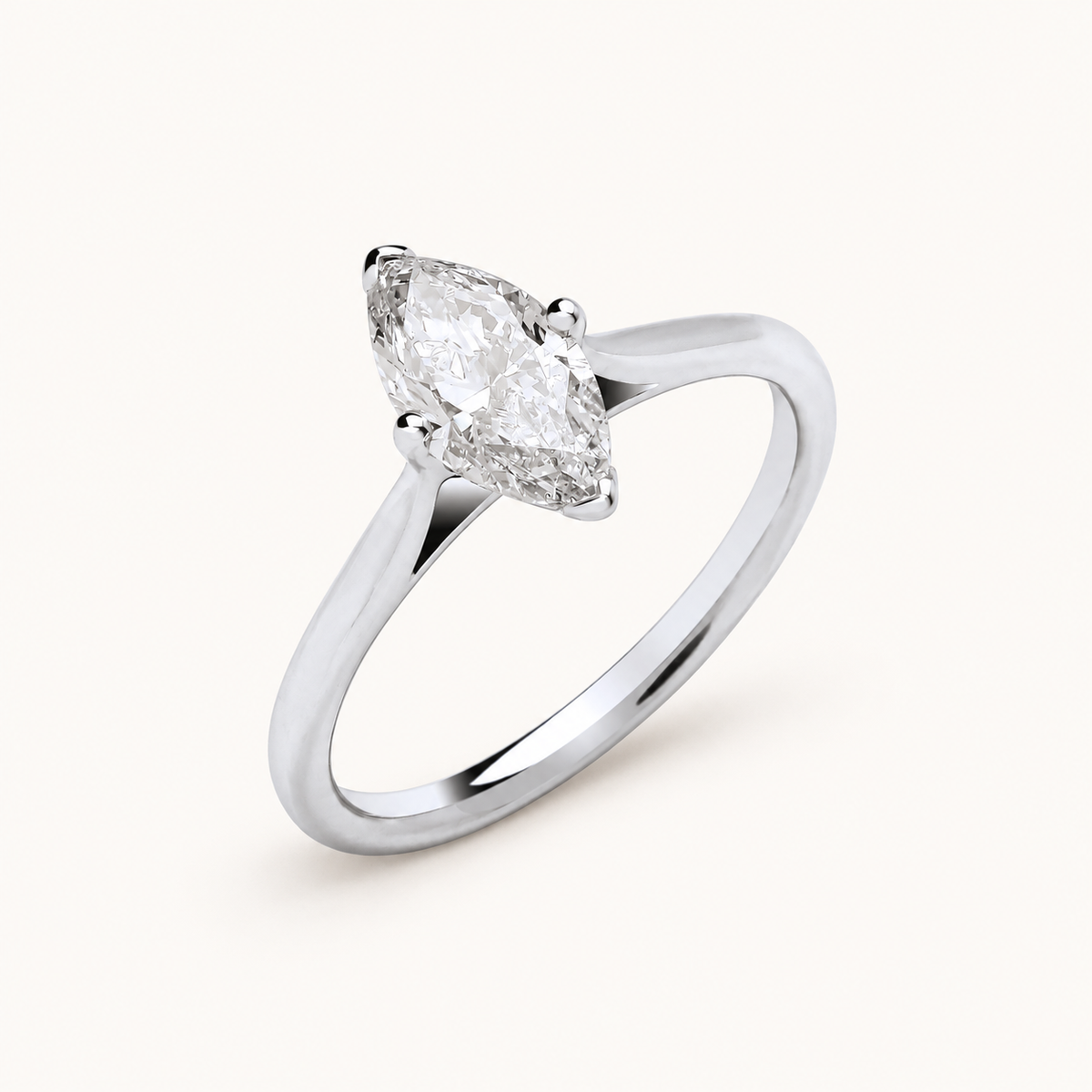 18ct White Gold 1.00ctw Marquise Cut Lab Grown Diamond Ring IGI Certified — LGDR031