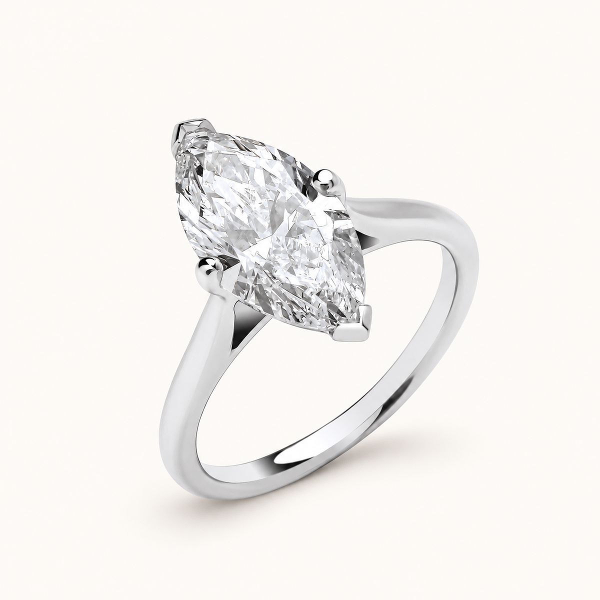 18ct White Gold 3.00ctw Marquise Cut Lab Grown Diamond Ring IGI Cert — LGDR033